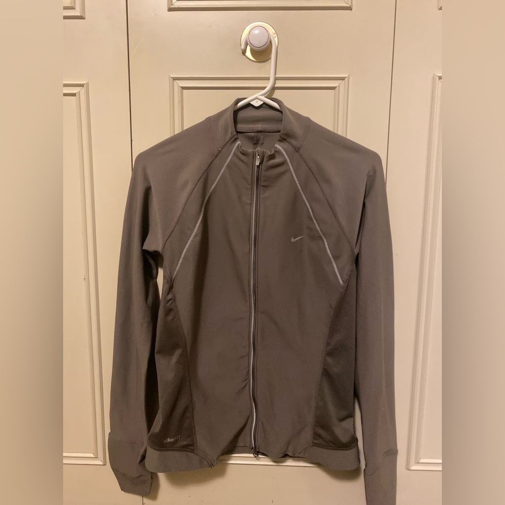 Nike Dry fit grey/beige/taupe athletic high neck jacket